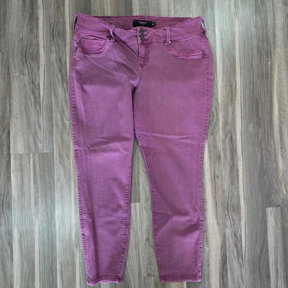 Torrid Denim Magenta Purple Skinny Jeans Size 18R Stretch 5-Pocket G-0245
